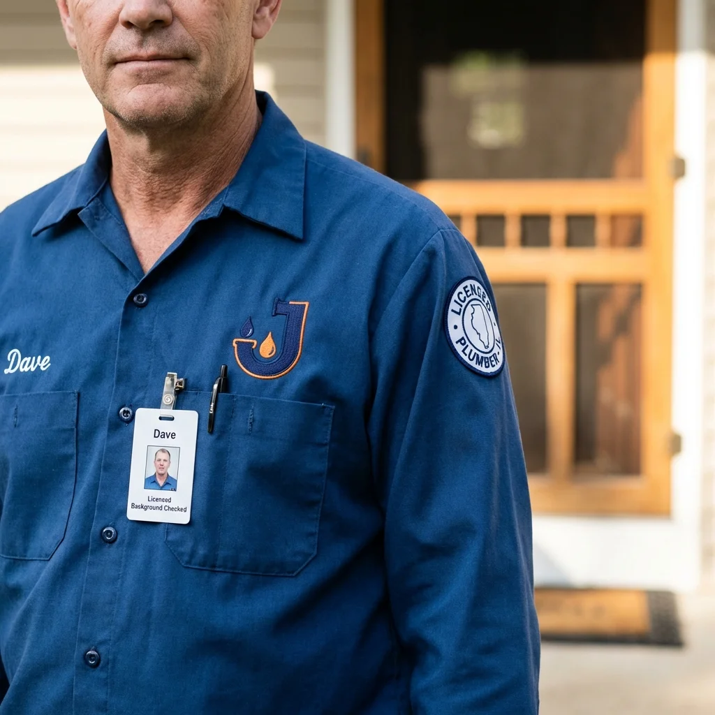Licensed plumber showing ID badge in Lewisport, KY