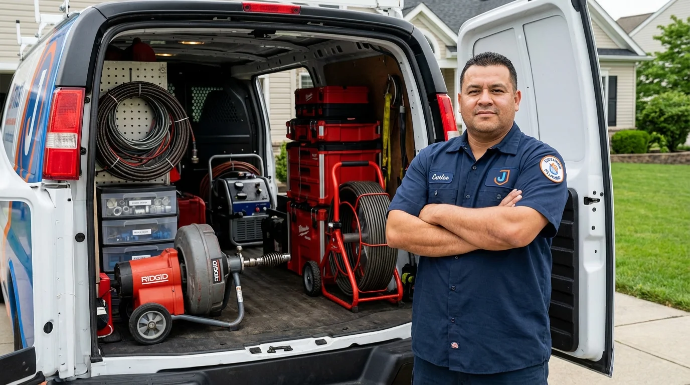 Professional drain cleaning equipment and Johns Plumbing LLC plumber in Lewisport