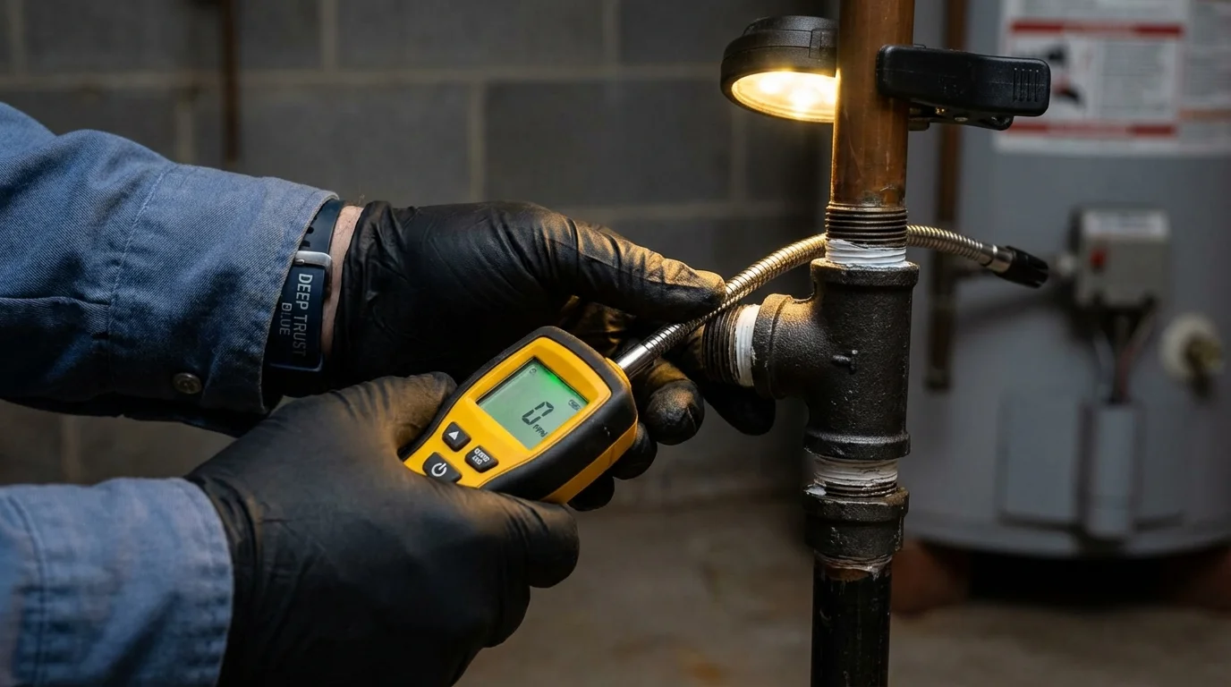 Gas leak detection with electronic sniffer by Johns Plumbing LLC in Lewisport