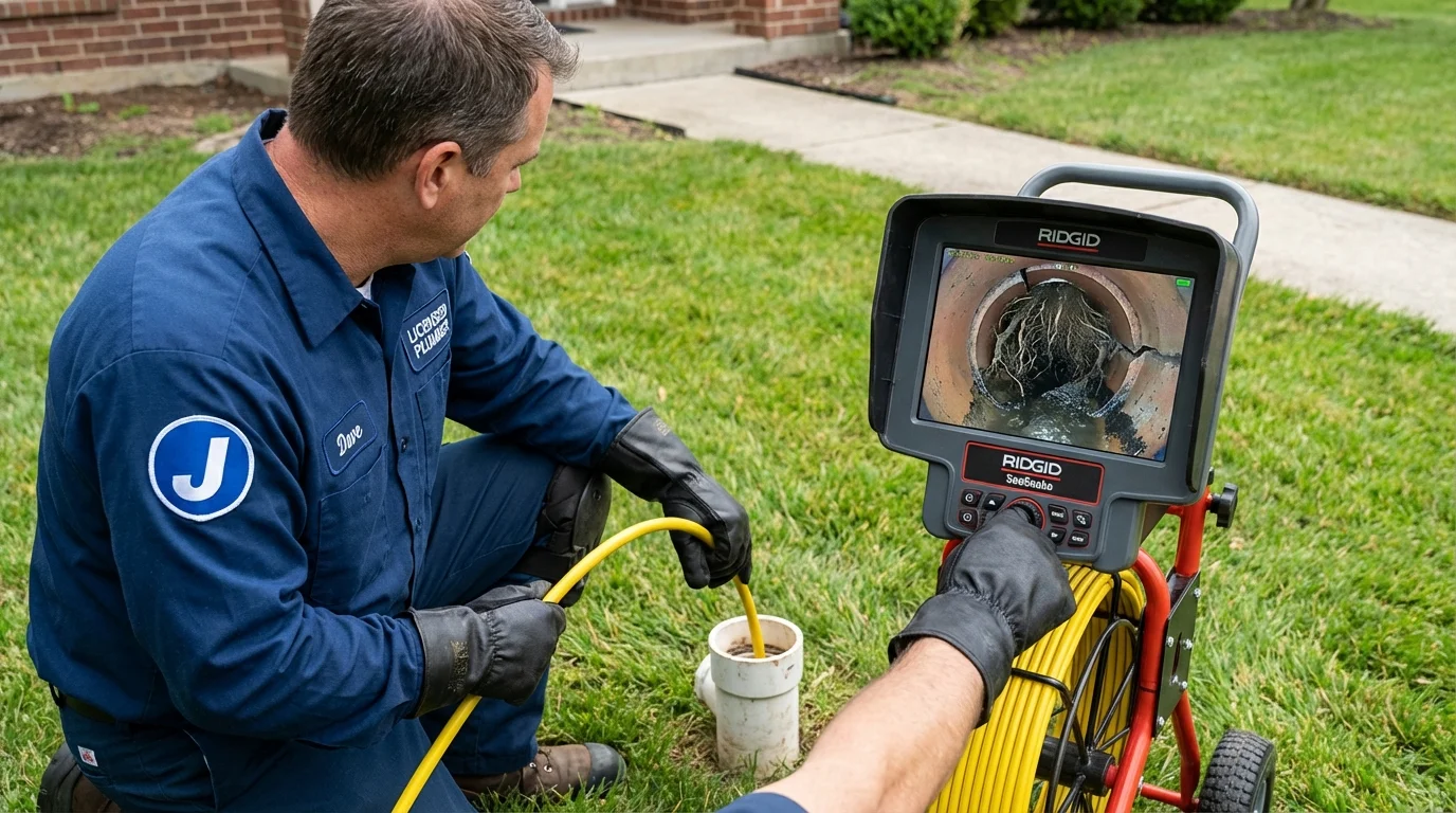 Sewer camera inspection being performed by Johns Plumbing LLC in Lewisport